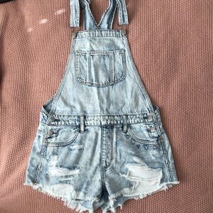 American eagle denim overalls